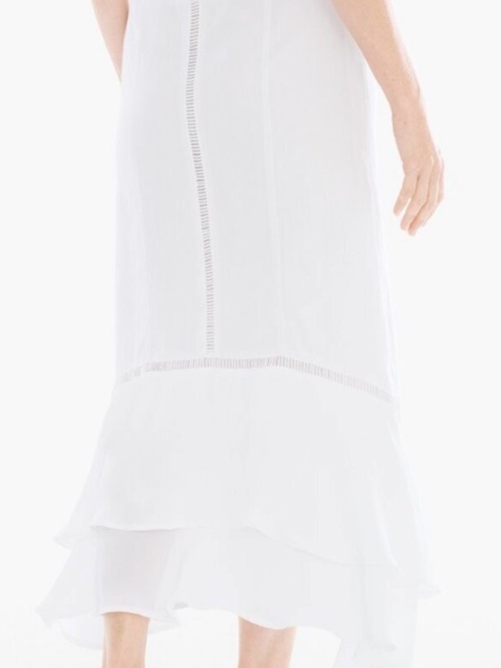 Chico's Womens Ruffled Linen
Maxi Skirt Size 2 (US M /12)
White Boho Flowy